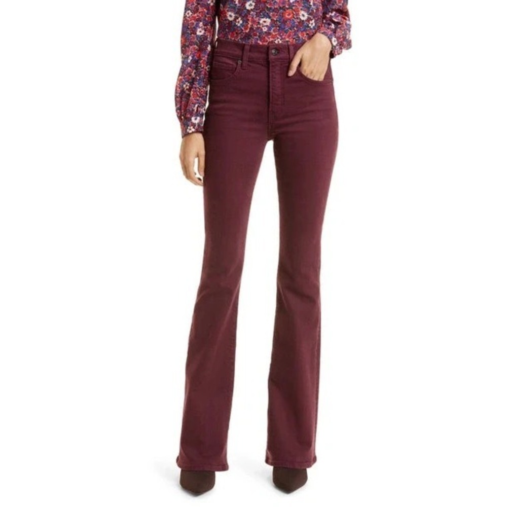 Veronica Beard Beverly Flare Jean Womens 27 Merlot High Rise Skinny Quiet Luxury